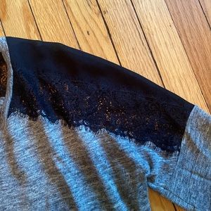 Sandro top with lace shoulder detail